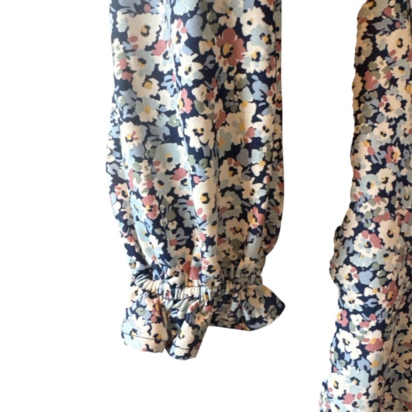 NWT Altered State Foral Long Sleeve Mini Lined Dress with Waist Tie Medium Boho - Picture 7 of 9